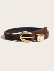 Boho Suede Western Belt with Gold Pin Buckle - 102cm (Coffee)