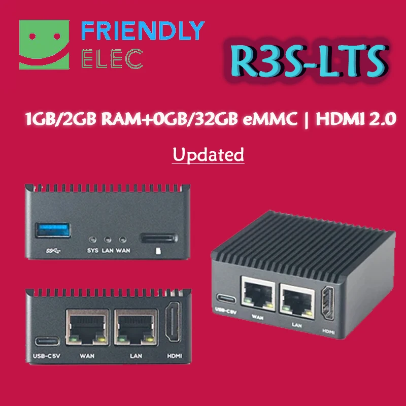FriendlyElec Nanopi R4S Mini Router OpenWRT with Dual-Gbps Ethernet Ports 4GB LPDDR4 Based in