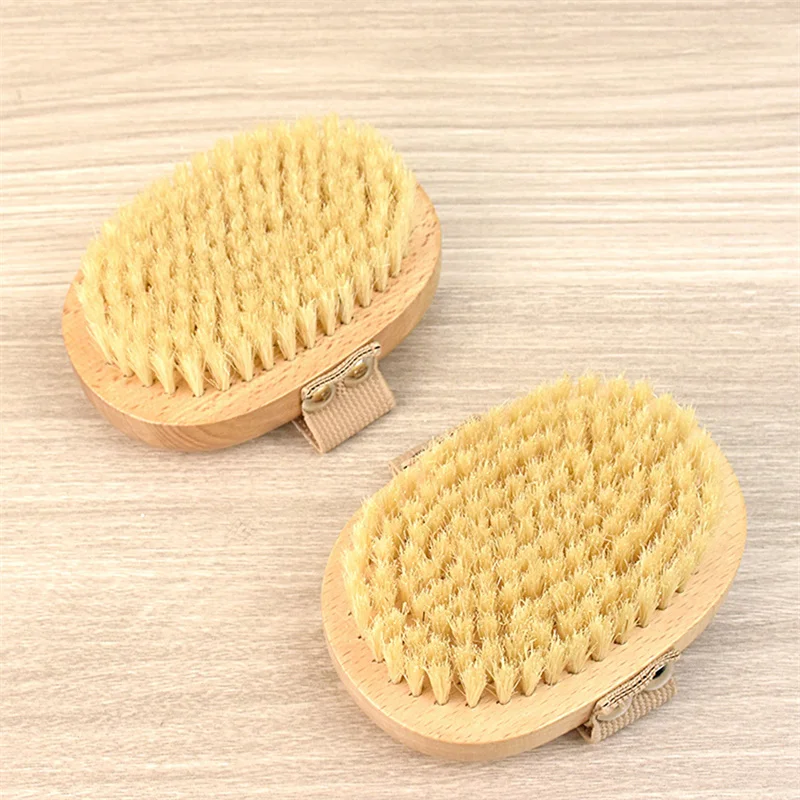 Wet Dry Skin Body Brush Natural Pig Bristles Dry Skin Exfoliating Body Massage Cleaning SPA Tool For Cellulite Lymphatic Drainag exfoliating shower brush bath brush exfoliating scrubber exfoliating shower scrubber exfoliating bath brush