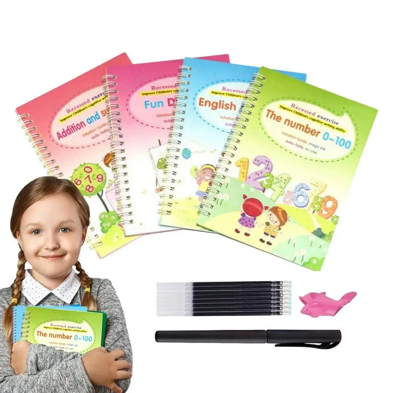 

Groovd Kids Writing Grooved Handwriting Book Set Of 4 Handwriting Book With Groove Design Handwriting Practice For Kids To