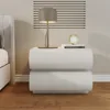 Nightstand, Minimalist Bedside Table with 2 Solid Wood Drawer, Night Stands with Microfiber Leather, End Table for Bedroom-Whit 1