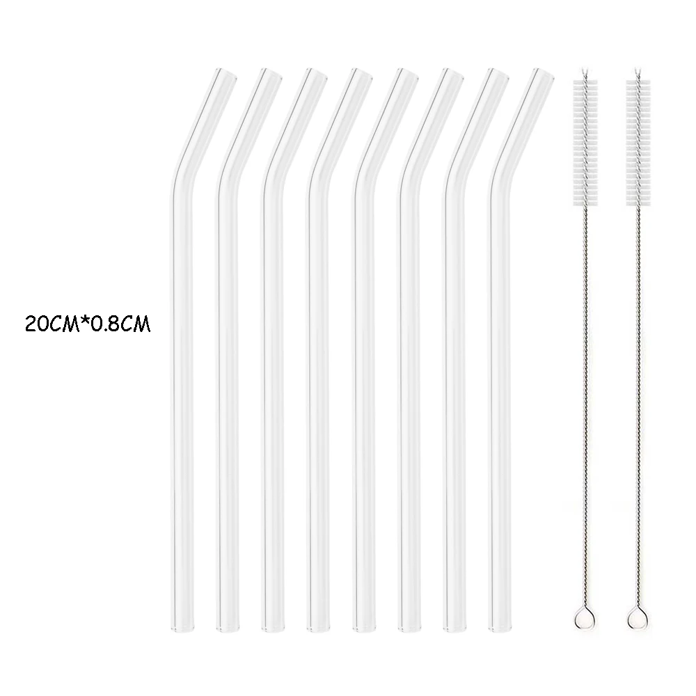 Eco-Friendly Reusable Glass Straw Set with Cleaning Brush
