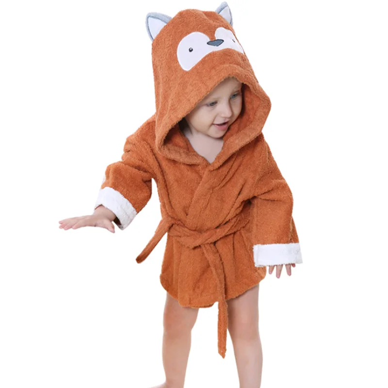Newborn Baby Robes Cartoon Hooded Sleep Bathrobe Gown Sleepwear Infantil Bath Towel Kids Baby Girls Clothes