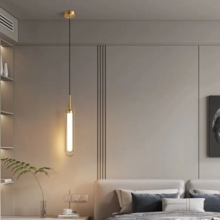 Description Picture 3 of itemModern Indoor Bedside Pendant Lamp Simple Living Room Chandelier Dining Room Bedroom Led Lights Black Spotlight Lighting