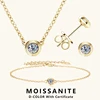 Lnngy 3mm 0.1ct Moissanite Diamond Necklace Bracelet Stud Earring For Women Simple Single Stone Earrings Bracelets Jewelry Set