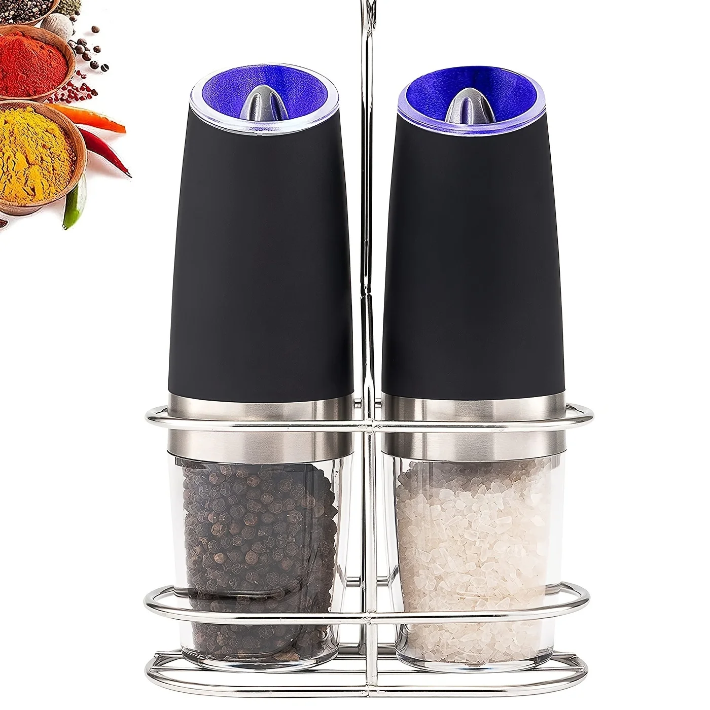 1pc Electric Salt & Pepper Grinder Set Battery Operated With