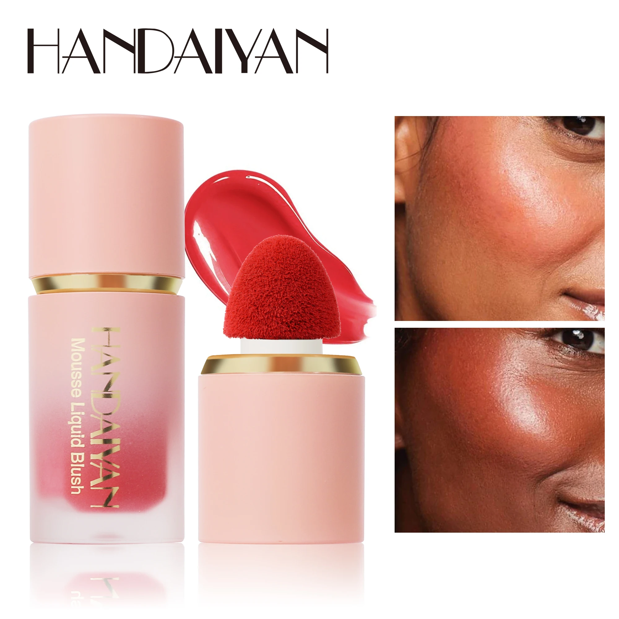 Handaiyan Matte Glitter Face Liquid Blusher Smooth Cheek Eye Mousse Blush Highlighter Stick Rouge Waterproof Contour Makeup 4
