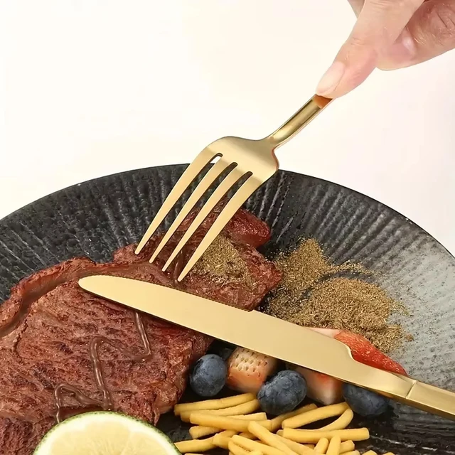 30 pezzi set di stoviglie in oro posate in acciaio inossidabile coltello forchetta da tè cucchiaio da caffè posate lavabili in lavastoviglie stoviglie da cucina 4
