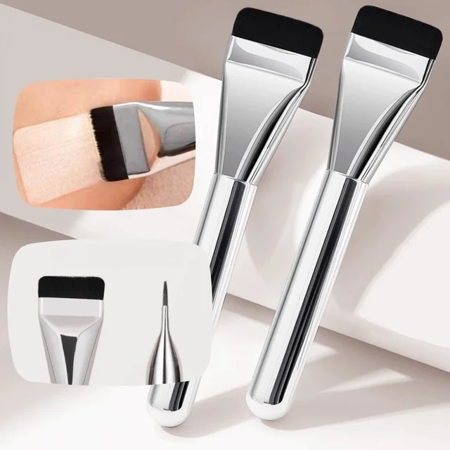 Pinceau de fond de teint Ultra fin, léger et fin, pour Contour du visage, plat, mélange de fond de teint, crème, pinceaux de maquillage 1