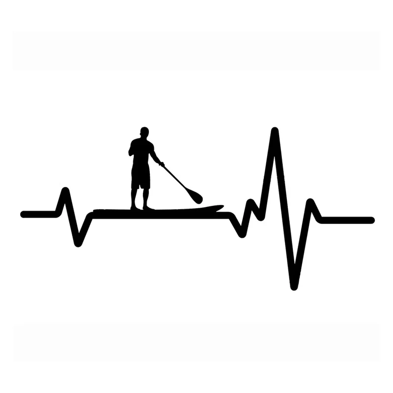 

22326# Vinyl Decal Paddle Board SUP Up Guy Heartbeat Car Sticker Waterproof Auto Decors for Bumper Rear Window