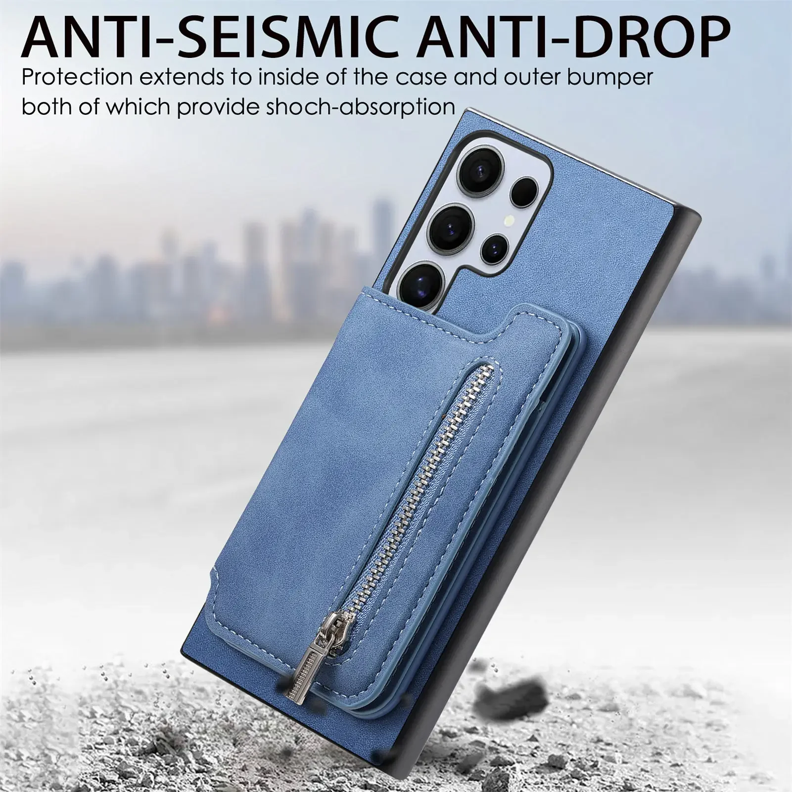 2 in 1 Magnetkarten-Solt-Reißverschluss-Geldbörse Abnehmbare Lederhülle für Samsung Galaxy S24 Ultra S23 Plus A05 A55 A15 A25 Taschenabdeckung_voghion.com