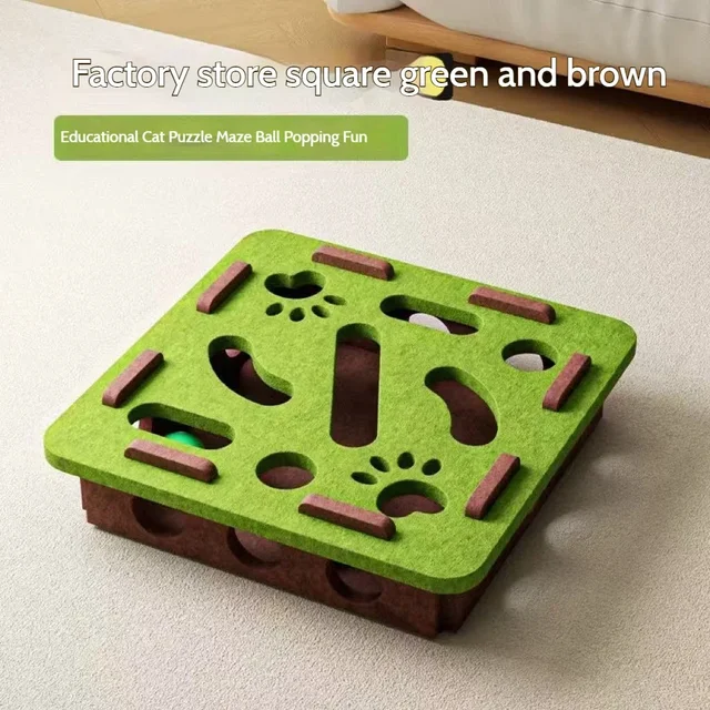 Diy Pet Cat Puzzle Maze Holes Toys Felt Box With Bell Ball Kitten Playing Toys Interactive Funny Combination Set Cat Supplies 4