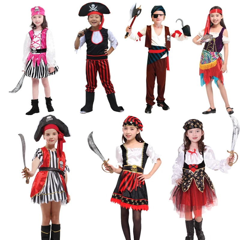 Halloween Caribbean Pirate Girl Suit Pirate Themed Event Costumes Girl Pirate Role-playing Set
