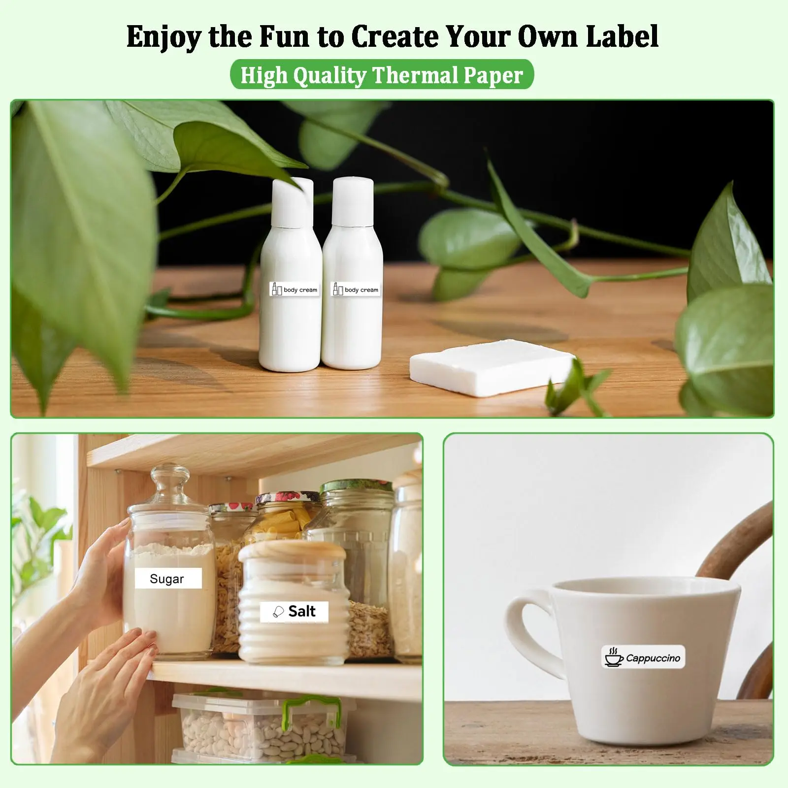 Mini Sticker Printer Label - 5 Rolls 50x15mm Thermal Paper for Miouca Thermal Label Printer, White Adhesive Sticker for Home