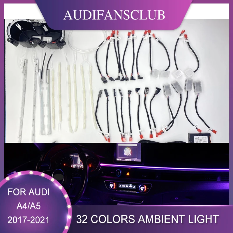 

32 Colors Door LED Trim Center Console Saddle Light For Audi A4 A5 B9 2017-2021 Dashboard Strip LED Decorative Lights Handle LED