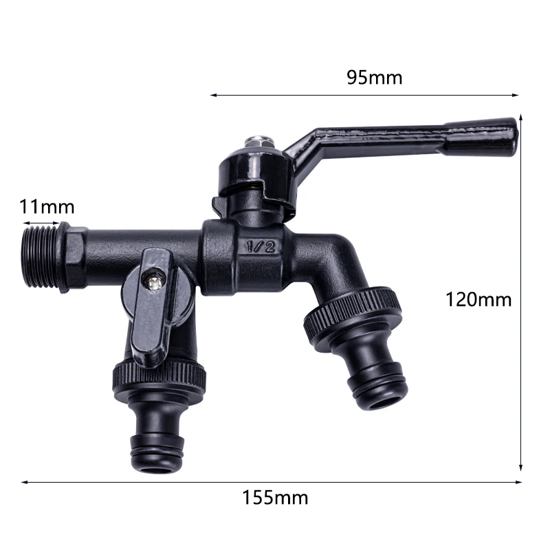 Garden Bibcocks Outdoor Garden Brass Water Faucet Tap Anti-Freeze Bibcocks with Hose Connector Dual Outlet