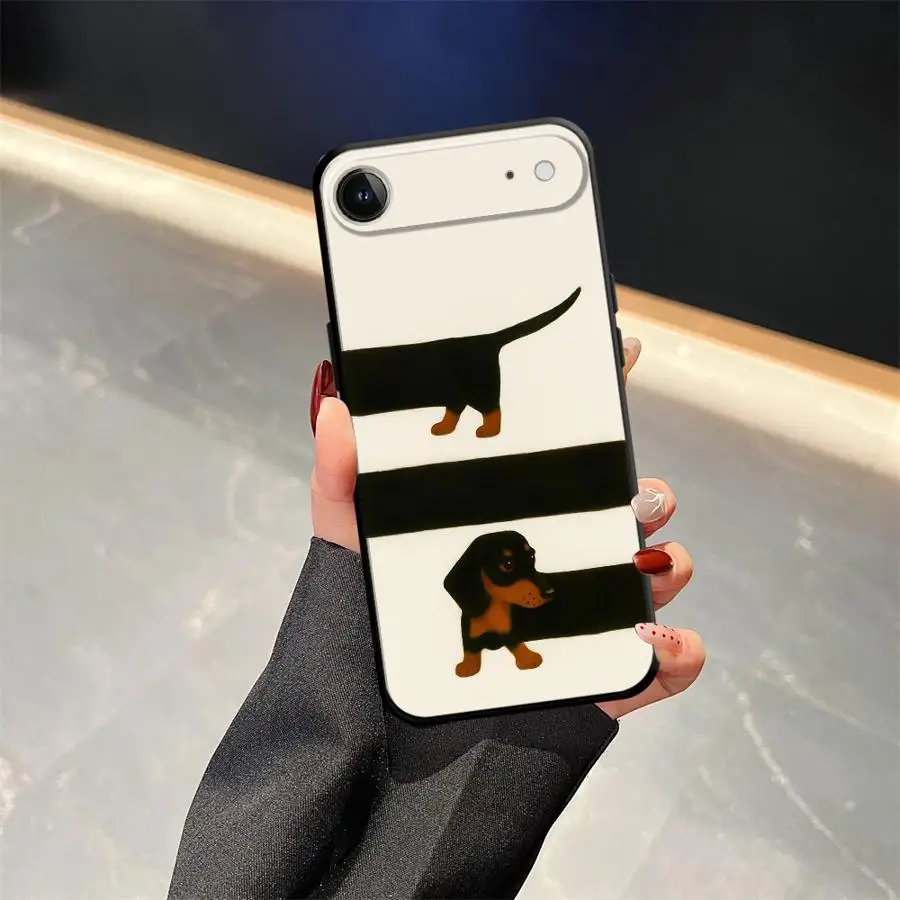Sleek Black Dachshund Design Soft Phone Cover Case