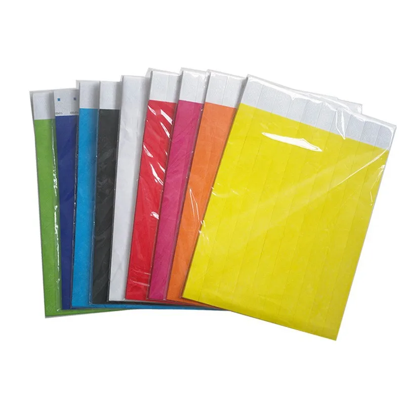 100pcs Party Paper Bracelet Synthetic Paper Plastic Wristbands Sticky Wristband Print VIP Pattern Paper Card Party Wristbands