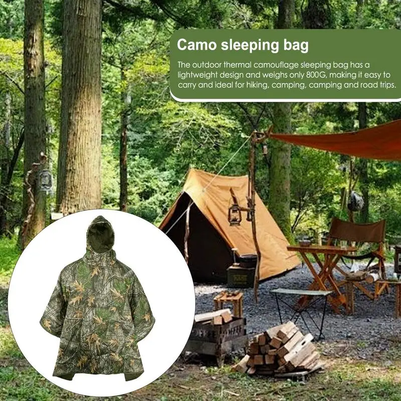 Camping Cape Sleeping Bag Wearable Cloak Blanket Outdoor Sports Poncho Winter