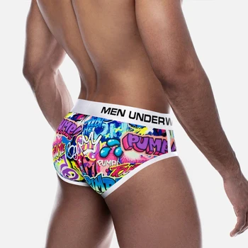 Slip intimo uomo sexy, slip graffiti, slip jockstrap, mutande, vita bassa, sollevamento glutei, intimo maschile 1