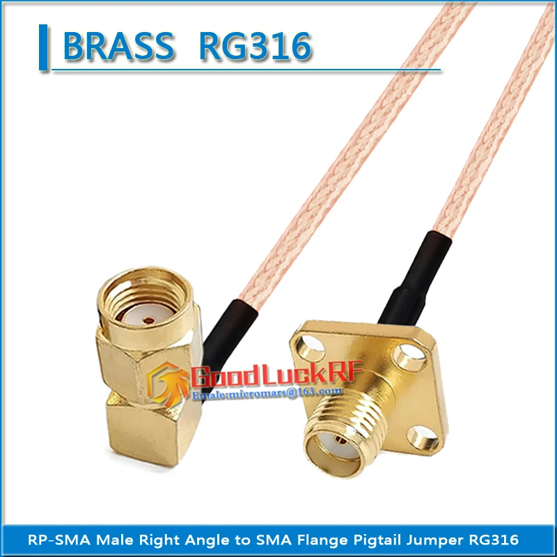 

RP-SMA RPSMA RP SMA Male Right Angle 90 Degree to SMA Female Flange 4 hole Pigtail Jumper RG316 extend Cable low loss