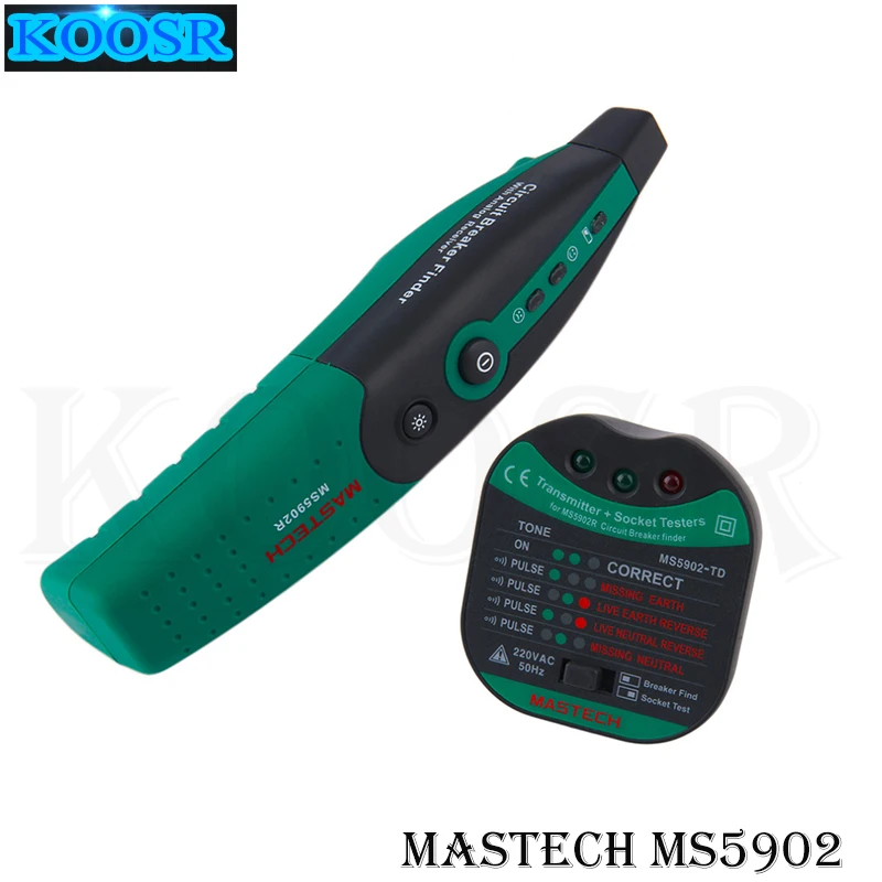 MASTECH 자동 회로 차단기 파인더 소켓 테스터, 아날로그 수신기 및 손전등 포함, 미국 사양 MS5902, 110V