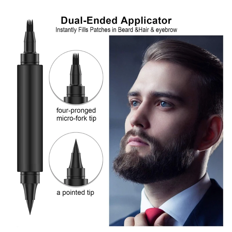 

Y1UF Beard Pen Barber Pencil Hair Styling Eyebrow Mustache Repair Waterproof Coloring Tools Men Cosmetics Beard Filler