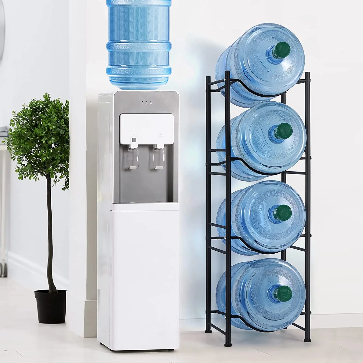 4 Tier Heavy Duty Water Cooler Jug Storage Rack 5 Gallon Water Bottle Jug Holder storage rack plastic storage rack