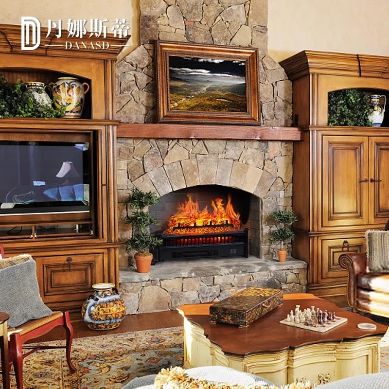 Mobile Electric Fireplace Simulation Flame Home Heater Decoration New American Charcoal Basin Fireplace Core Homestay Villa 4
