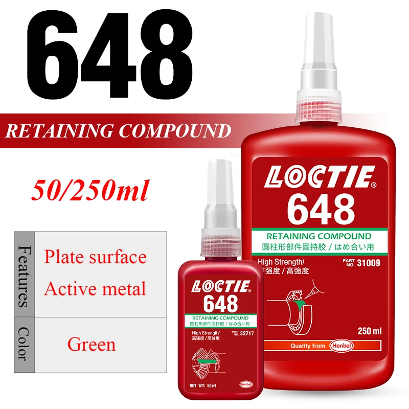 50ml 250ml High Temperature Resistance Loctite 648 Anaerobic Holding Glue RETAINING COMPOUND