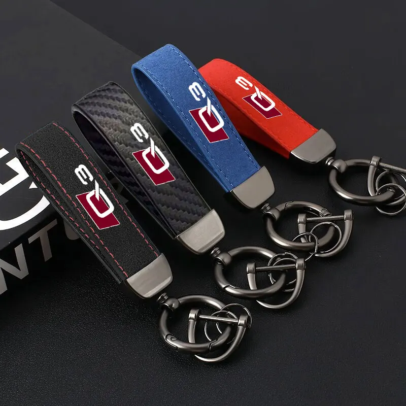 

Car keychain Fashing Decoration suede Horseshoe Buckle Key Ring Tag Buckle Lanyard Gift For Audi Q3 Car Accessorie