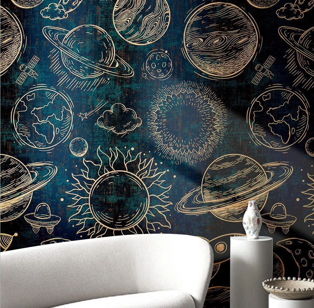 beibehang custom Modern minimalist starry sky planet universe space  wallpaper for children's room decor 3D wallpapers home decor| | - AliExpress