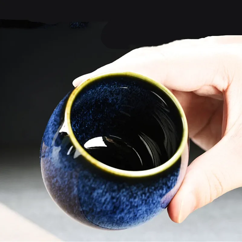 Retro Kiln Change Ceramic Teacup Hand-painted Zen Taste Master Cup Chinese Porcelain Tea Cup Portable Tea Set Accessories 110ml