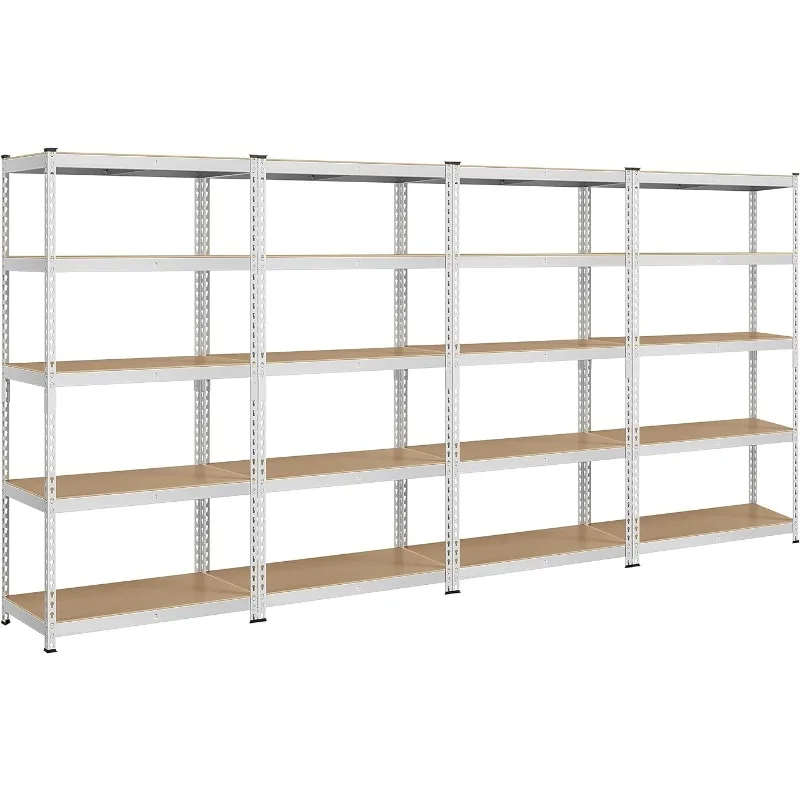 

4PCS 5-Tier Utility Shelves, Metal Storage Shelves Garage Shelving Unit Adjustable Garage Storage Racks - 35.5 x 17.5 x 72 Inch