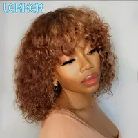 Lekker couleur courte Pixie Afro crépus bouclés Bob 100% perruques de cheveux humains pour les femmes brésilien Remy cheveux Ombre brun liquidation gingembre 2