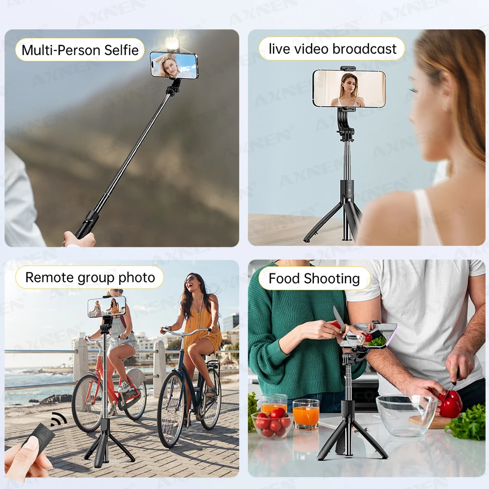 L21 Selfie Stick Tripod Stand for Cell Phone Holder Pole with 5-section Extension Rod Monopod for Gopro Action Camera Vlog