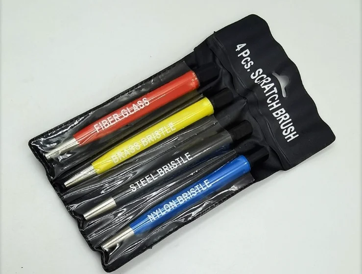 

Scratch Brush Pens Set Brass, Steel, Nylon Retractable Watch Jewelry 4 Pcs