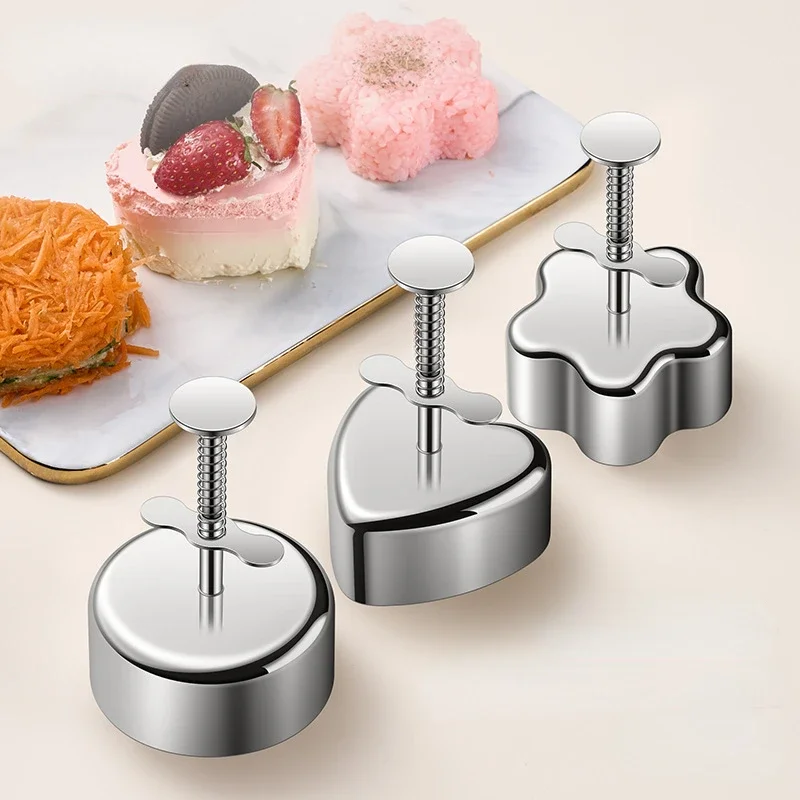 Burger Press Round Shape Stainless Steel Non-Stick Adjustable Hamburger Patty Maker Patty Making Mold Kitchen Tool
