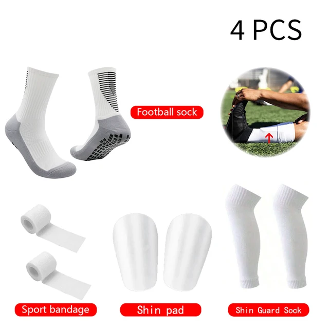 4 PCS Football Accessories Men Women Non-slip Sports Football Socks Bandage Shin Guards Elastic Socks Cover 2