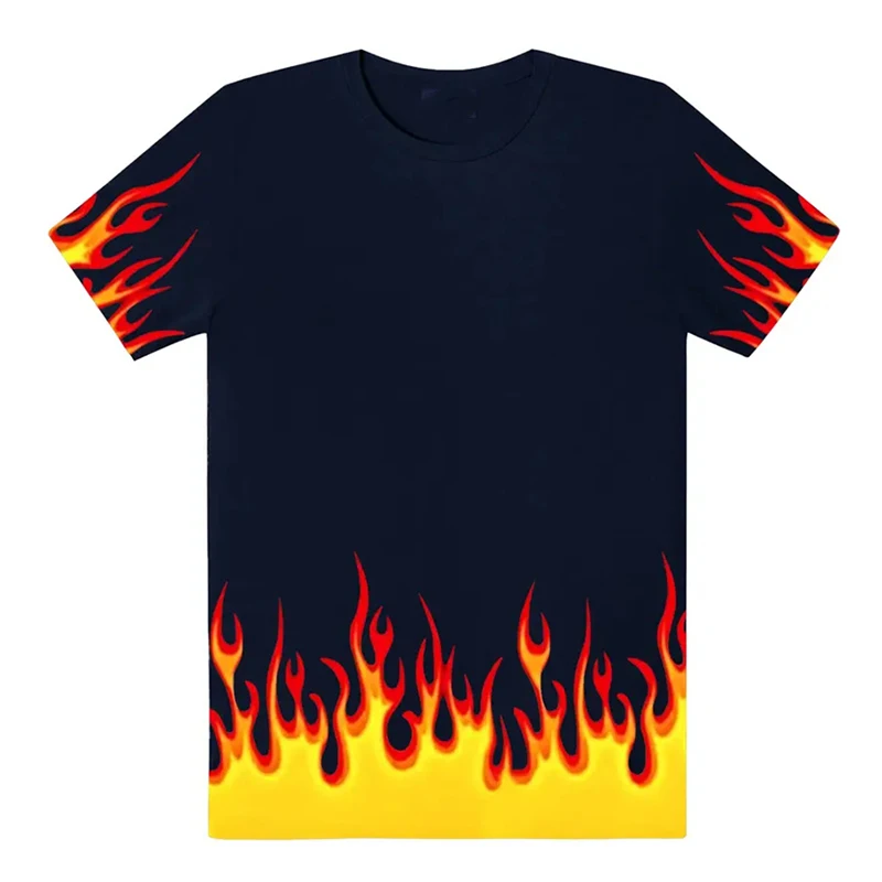 Hip Hop Flame 3D T-shirt For Men Personality Streetwear Round Neck Short Sleeve T Shirts Summer Harajuku Casual Oversized Tee