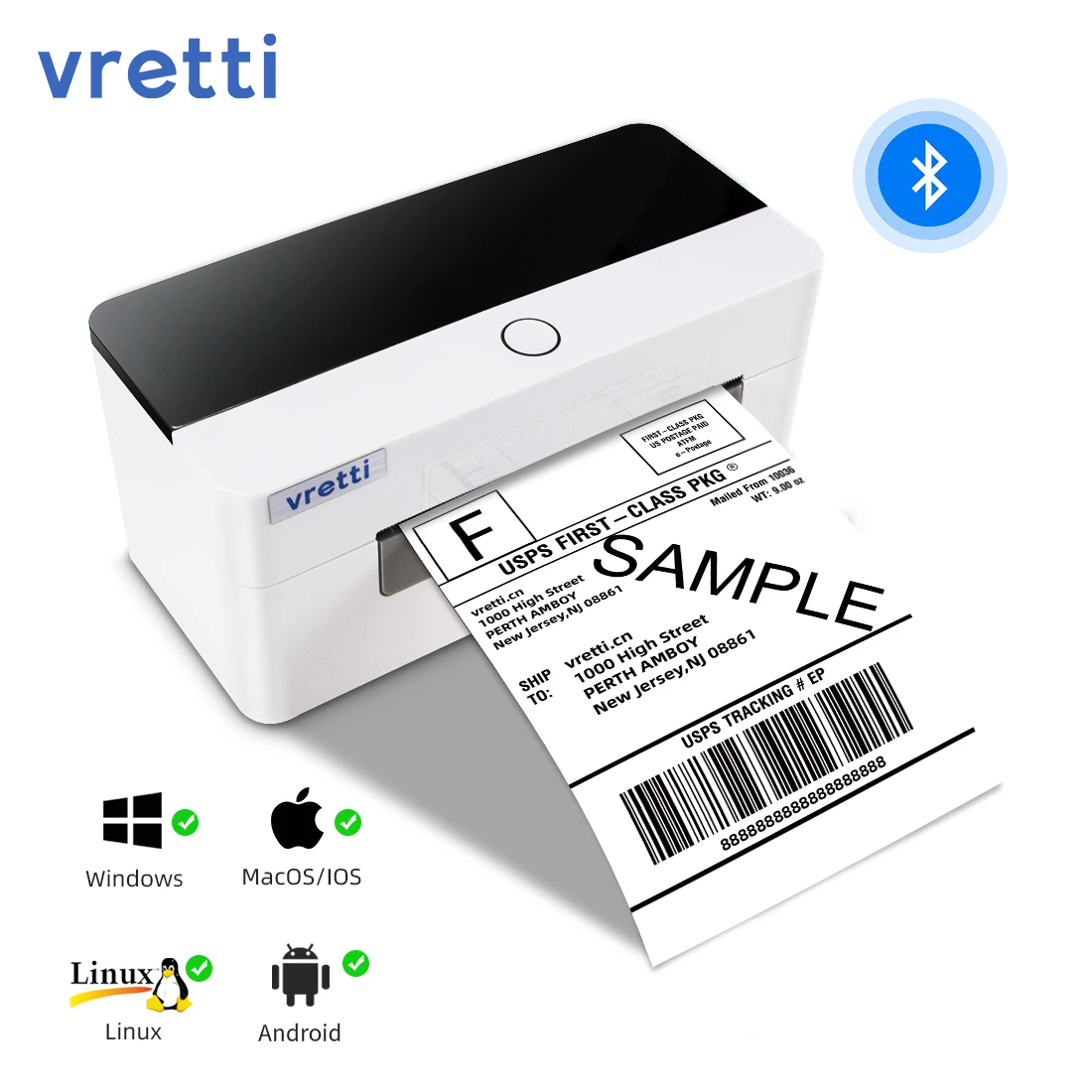 

Беспроводной Bluetooth Wi-Fi термопринтер для этикеток Vretti 4x6 принтер для этикеток D463B Настольный портативный принтер с автоматическим резаком