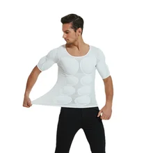 

Men Body Shaper Fake Muscle Enhancers ABS Invisible Pads Top Cosplay Chest Shirts Soft Protection Fitness Muscular Undershirt