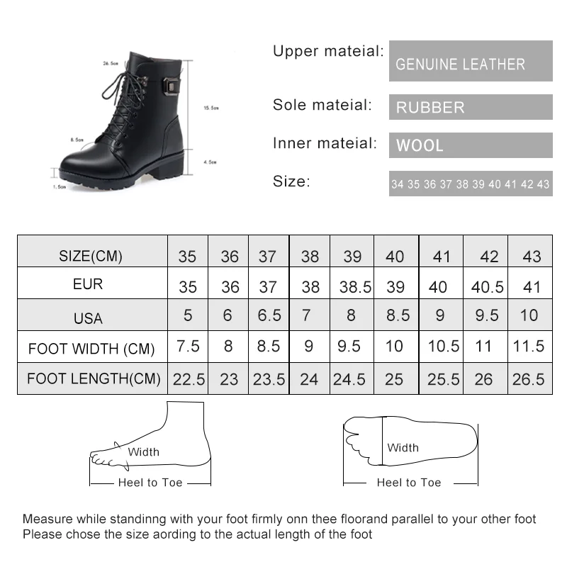 AIYUQI Winter Boots Women Genuine Leather New Wool Warm Non-slip Ladies Ankle Boots Plus Size 41 42 43 Snow Boots Women