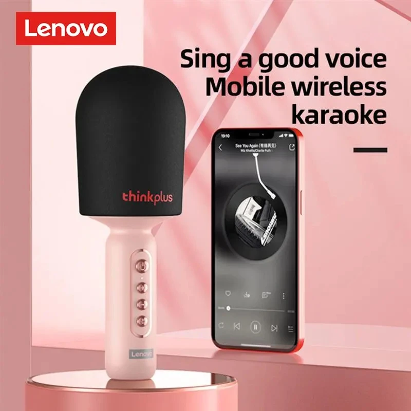 레노버 휴대용 HIFI 사운드 마이크, 무선 블루투스 품질, 가라오케 아티팩트, 휴대폰 라이브 홈, 파티용, M1