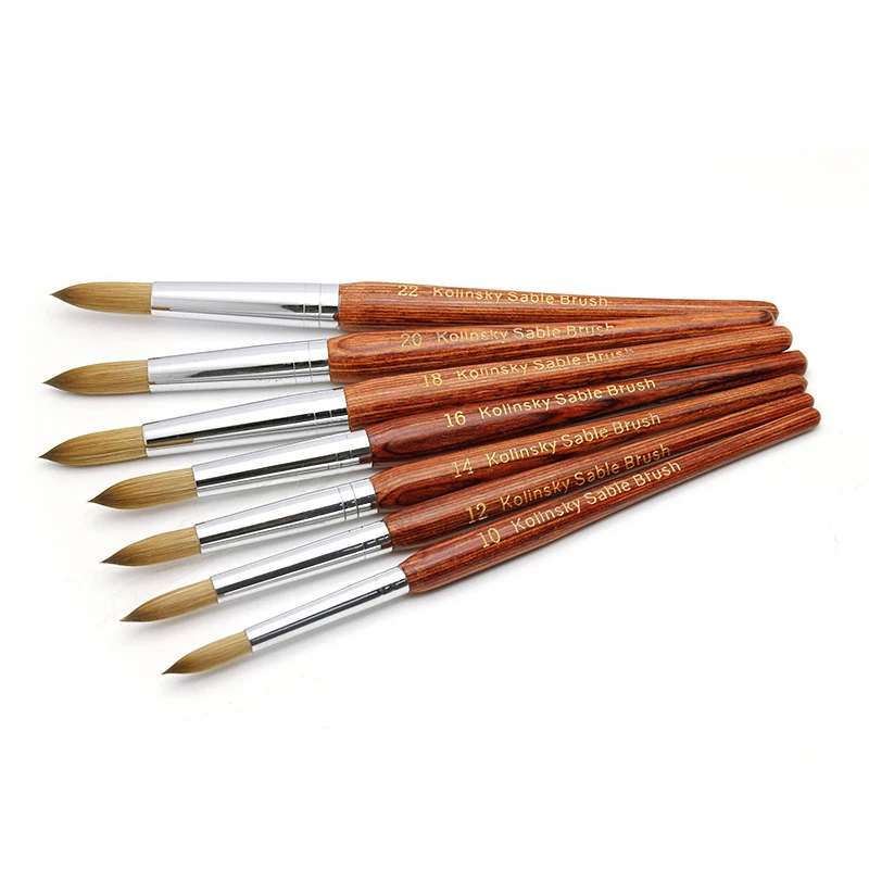 Aokitec Kolinsky Acrylic Nail BrushBlack UV Polish Nail Art Extension Pen Drawing Brushes Modle 08-22/06-14 3