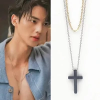 TV Series My Demon Kang Song Cosplay Necklace Unisex Cross Pendant Double Chain Choker Jewelry Prop Accessories Gifts 1
