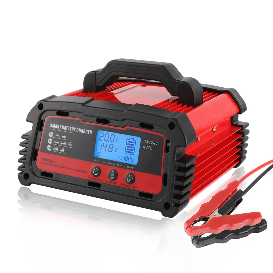 Fast Charging High Power Smart 12V 24V Auto Repair Lead-acid Battery  Charger 20A Car Trickle Battery Charger