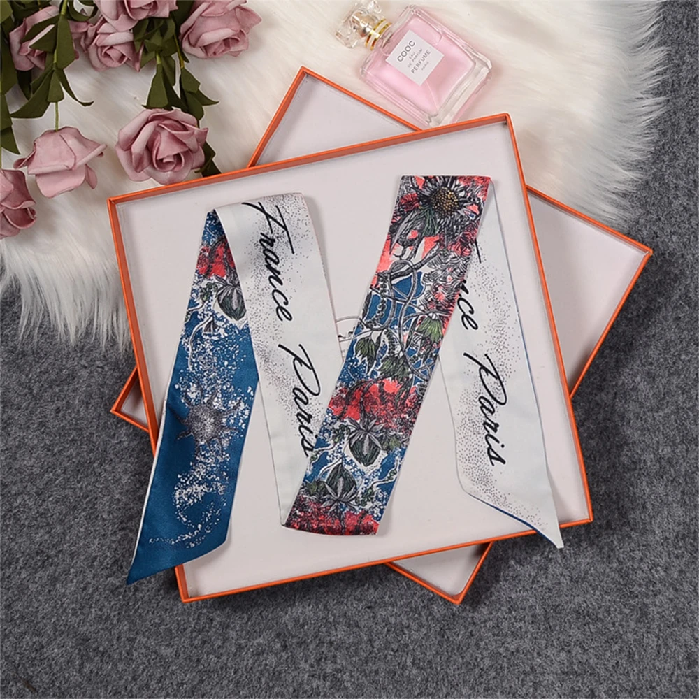 Lengthened Silk Scarf Bag Tie Ladies Neck Body Scarf Headband Square Scarf Horse Print Brand Ladies Ribbon Fall 2025 6