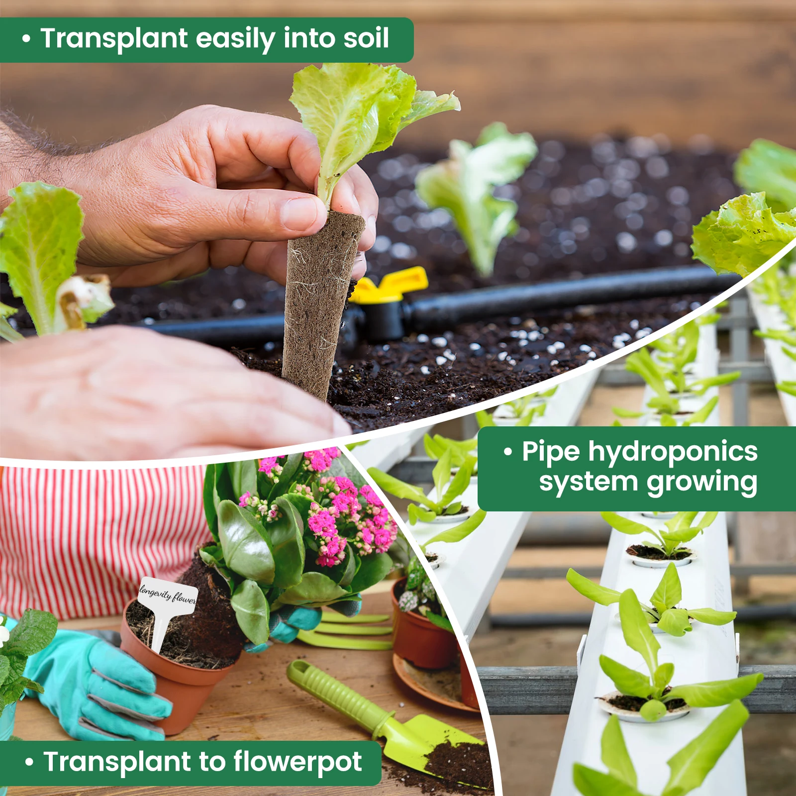 50/100Pcs Seed Grow Sponges Hydroponic Pods Kit with Plant Labels Replacement Root Growth Sponges Indoor Gardening Accessories