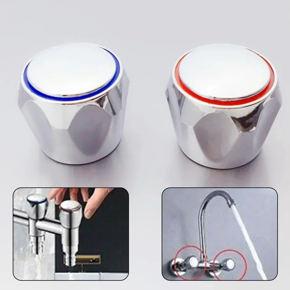 Faucet Handle 2PCS HOT & COLD TAP Faucet Handle Faucet Handle Plastic Material TOP HEAD COVERS Bathroom For Hot/Cold